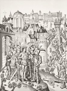 Belegering van een stad verdedigd door de Bourgondiërs onder Karel VI, 1878